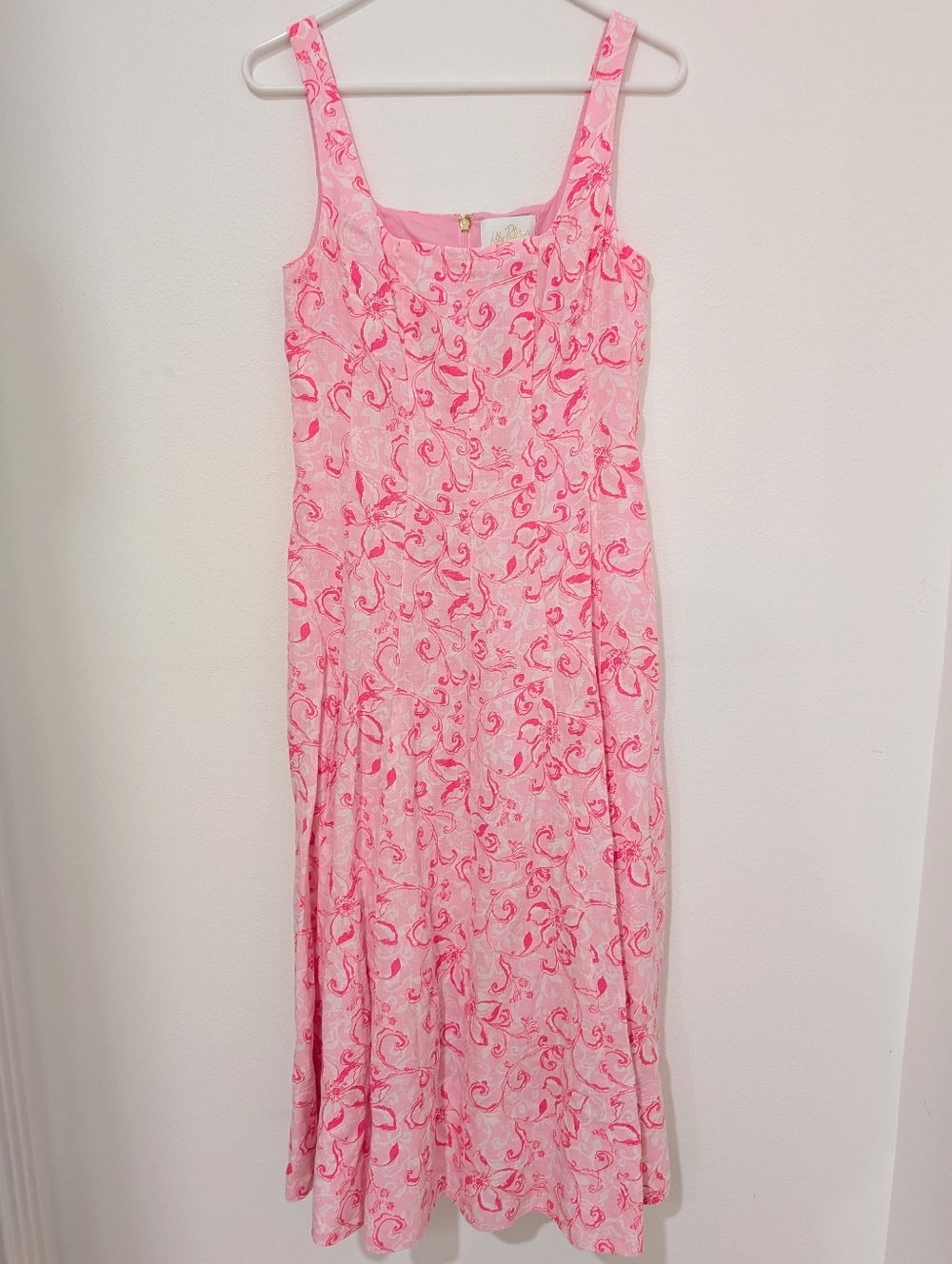Lilly Pullitzer Conch Shell Pink Calina Linen Midi Dress Flamingle Garden 2 NWT - Picture 7 of 12
